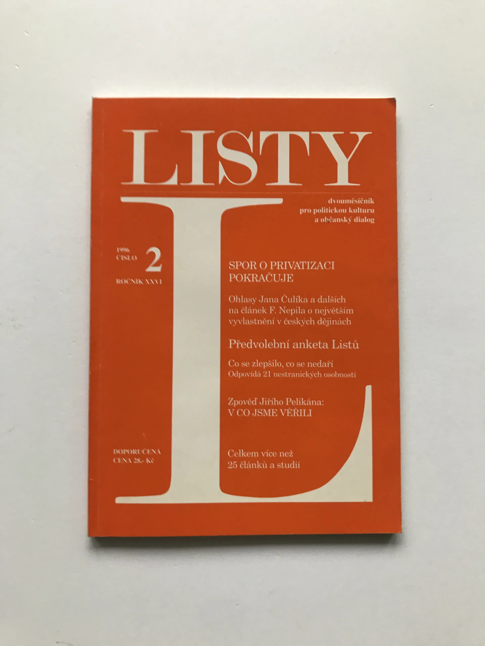 Listy 2/1996 (Dvouměsíčník pro politickou kulturu a občanský dialog)