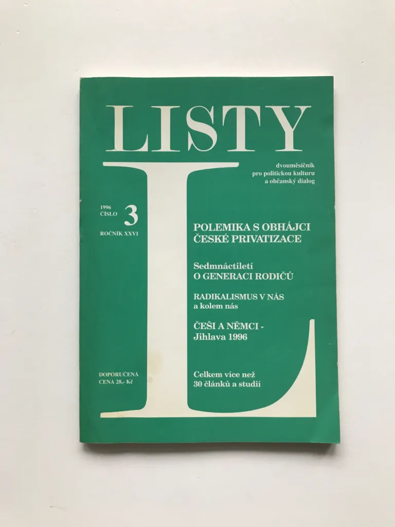 Listy 3/1996 (Dvouměsíčník pro politickou kulturu a občanský dialog)