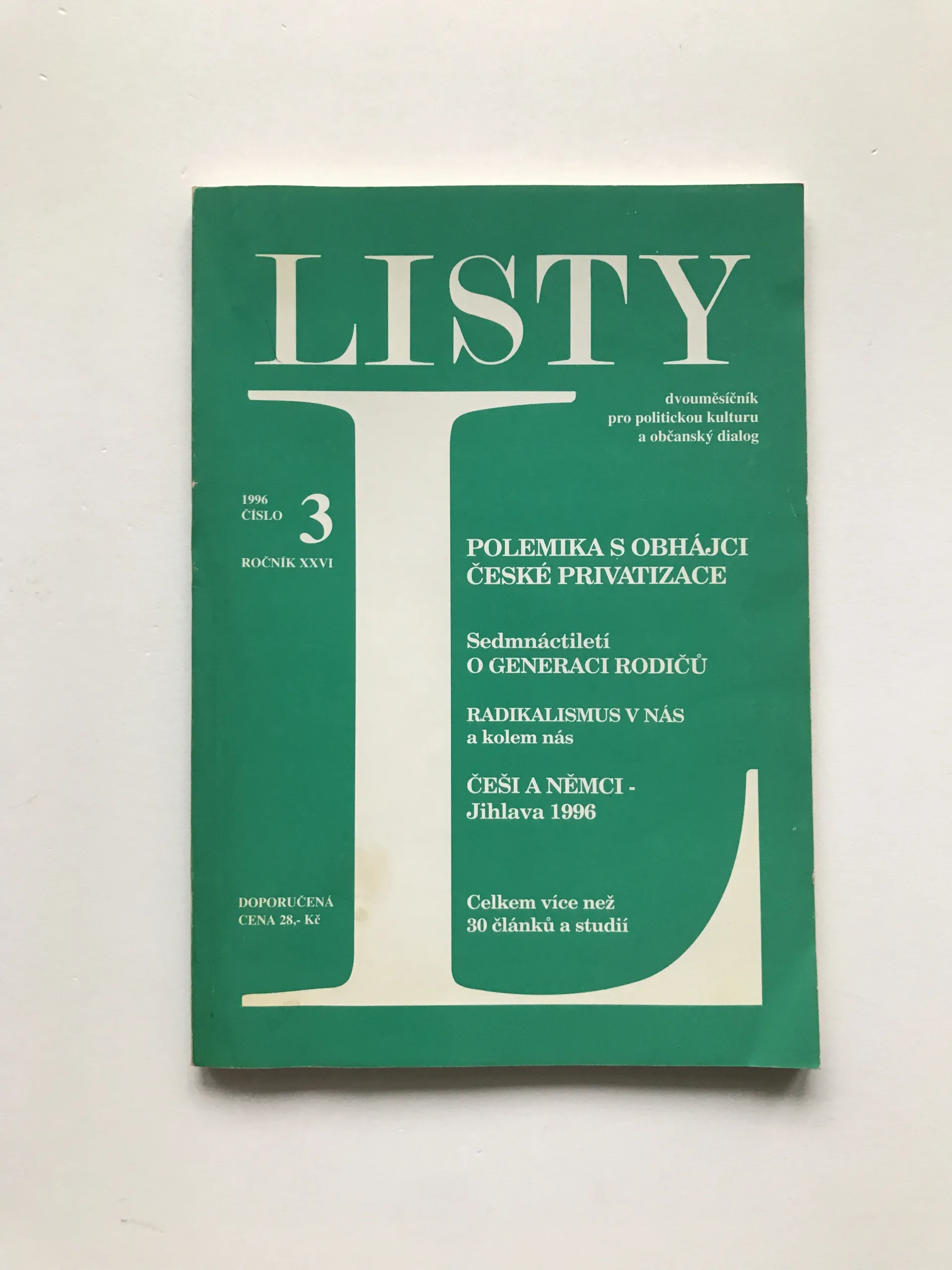 Listy 3/1996 (Dvouměsíčník pro politickou kulturu a občanský dialog)