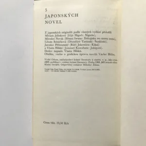 Pět japonských novel, Ičijó Higuči, Hómei Iwano, Džuničiró Tanizaki, Riiči Jokomicu, Jasunari Kawabata