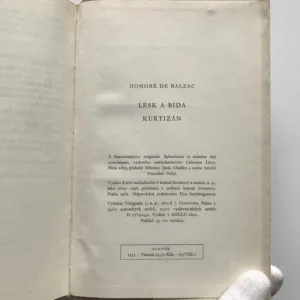 Lesk a bída kurtizán, Honoré de Balzac
