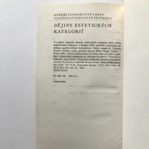 Dějiny estetických kategorií, A. F. Losev, V. P. Šestakov
