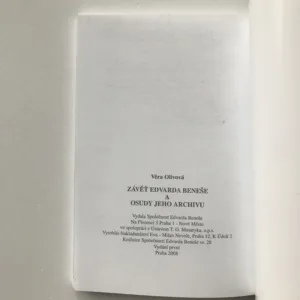 Závěť Edvarda Beneše a osudy jeho archivu, Věra Olivová