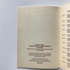 Prezidentu Edvardu Benešovi, Jaroslav Seifert, Toyen