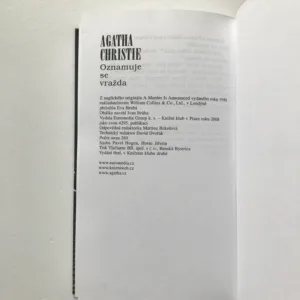 Oznamuje se vražda, Agatha Christie