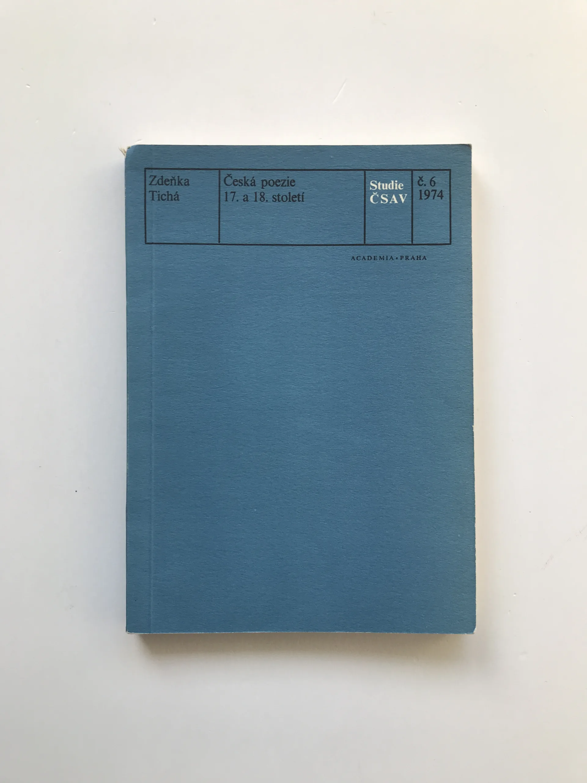 Česká poezie 17. a 18. století, Zdeňka Tichá