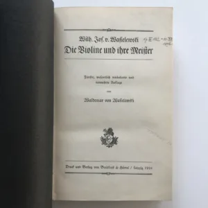Die Violine und ihre Meister, Waldemar von Wasielewski