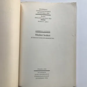 Hledání hodnot (O literární kritice devadesátých let), Ludmila Lantová