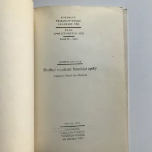 Rozbor moderní básnické epiky – Vančurův Pekař Jan Marhoul, Mojmír Grygar