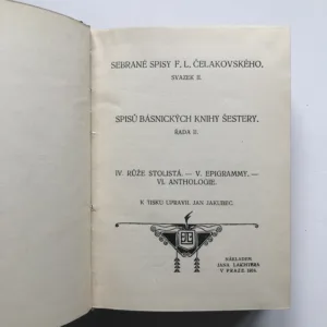 Spisů básnických knihy šestery (Řada I + II), František Ladislav Čelakovský