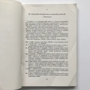 II. celostátní konference o monokrystalech v Turnově 4. a 5. listopadu 1954 – Sborník referátů