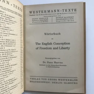 The English Conception of Freedom and Liberty, Hans Marcus