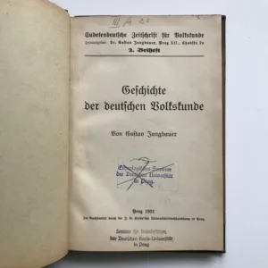 Geschichte der deutschen Volkskunde, Gustav Jungbauer