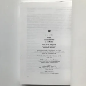 Právo, zákonodárství a svoboda, F. A. Hayek