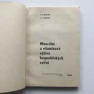 Minerální a vitamínová výživa hospodářských zvířat, G. P. Belechov, A. A. Čubinská