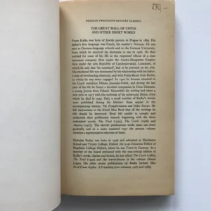 The Great Wall of China and Other Short Works, Franz Kafka
