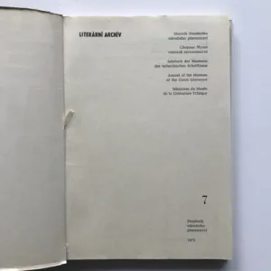 Literární archiv VII/72 (Sborník Památníku národního písemnictví)