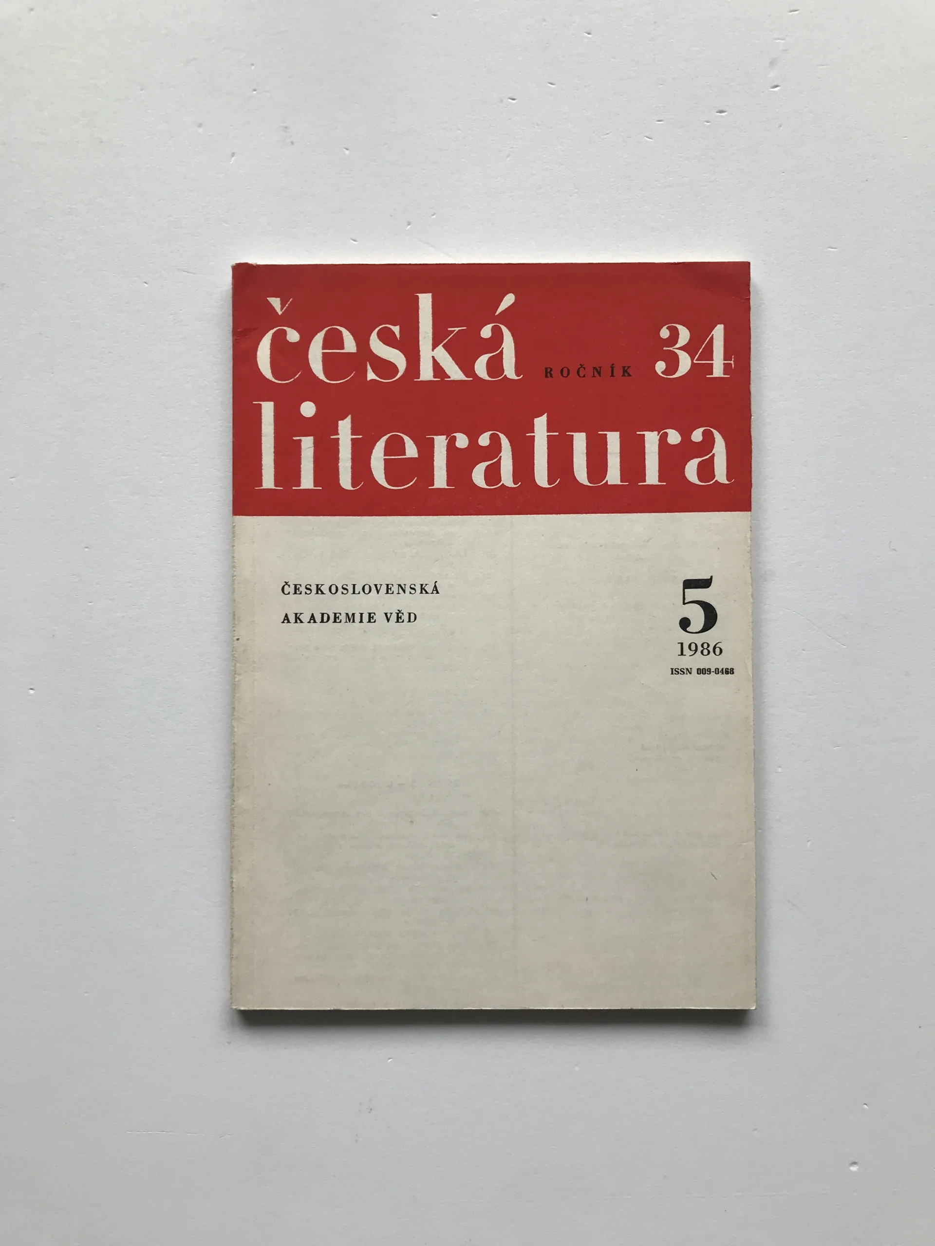 Česká literatura 5/1986 (Časopis pro literární vědu)