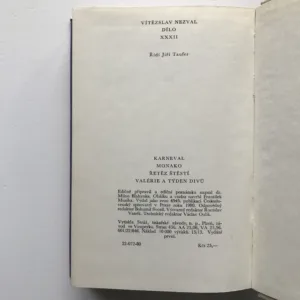 Karneval / Monako / Řetěz štěstí / Valérie a týden divů, Vítězslav Nezval