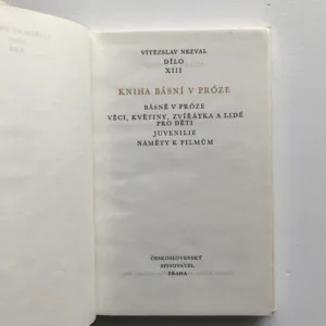 Kniha básní v próze (Dílo XIII), Vítězslav Nezval