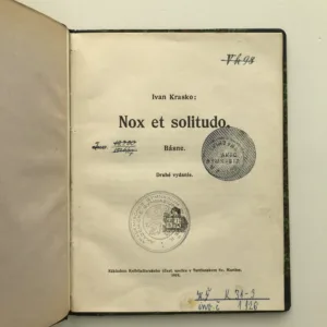 Nox et solitudo (Básne), Ivan Krasko