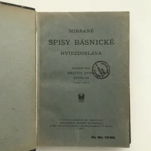 Sobrané spisy básnické Hviezdoslava, svazök VIII. – Kratšia epika, oddiel III. (1902-1920), Pavol Országh Hviezdoslav