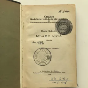 Mladé letá, Martin Kukučín