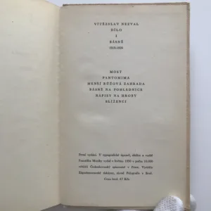 Básně 1919-1926 (Dílo I), Vítězslav Nezval