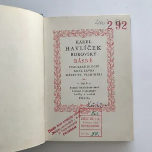 Básně (Tyrolské elegie, Král Lávra, Křest sv. Vladimíra), Karel Havlíček Borovský
