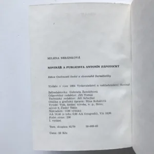 Novinář a publicista Antonín Zápotocký, Milena Beránková