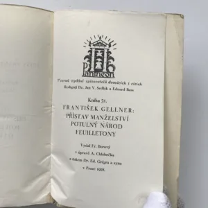Spisy Františka Gellnera, díl III. – Přístav manželství / Potulný národ / Feuilletony, František Gellner