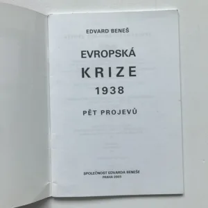 Evropská krize 1938 (Pět projevů), Edvard Beneš