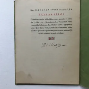 Zázrak písma (podpis autora), Alexandr Sommer-Batěk